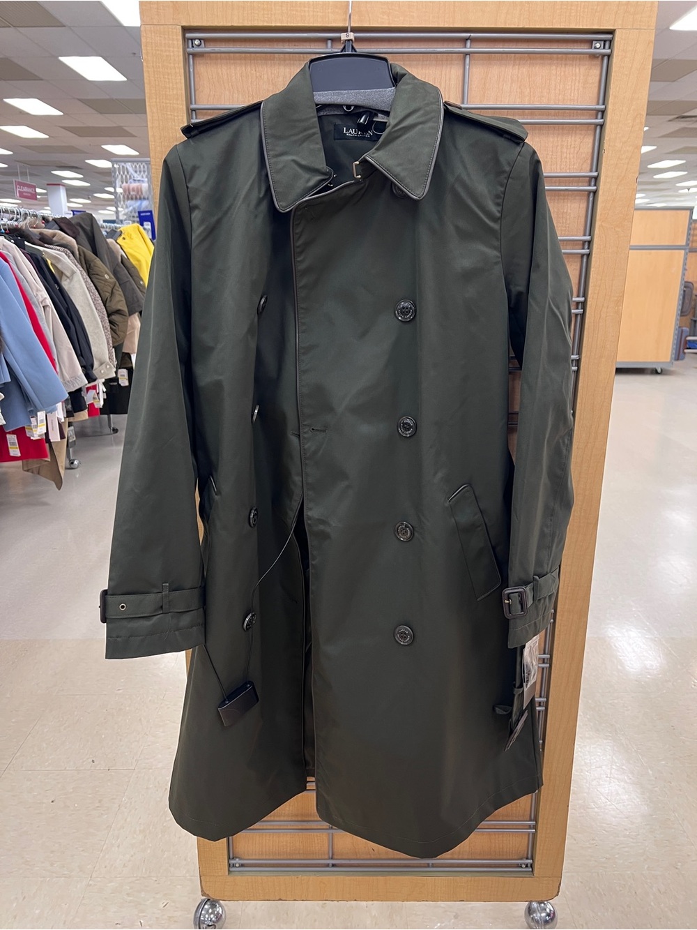 Ralph Lauren Classic Double-Breasted Olive Trench Coat -